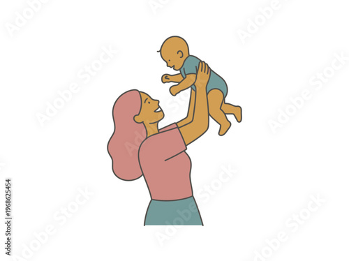 Mother Holding Baby Aloft in Joyful Moment