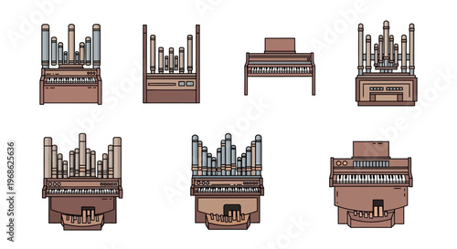 Brown Organ Keyboard Instrument Parts.