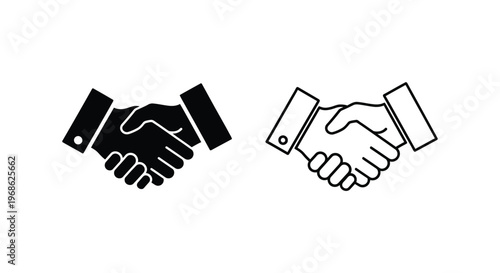Handshake Icons: Professional Agreement & Business Partnership Symbols Vector