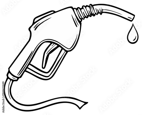 Sketch of a fuel nozzle with a drop of liquid falling from the spout