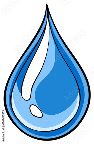 Isolated blue raindrop illustration shows clarity and purity for use in water conservation campaigns