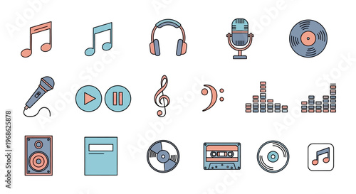 Music icons and symbols collection.