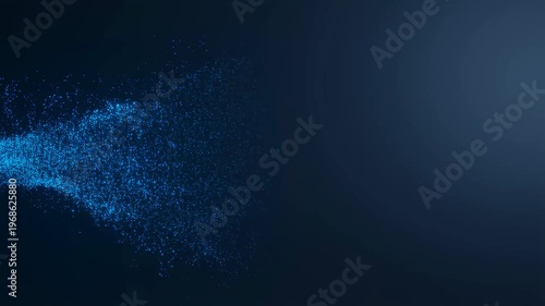 Abstract particle flow left to right particle motion tech style