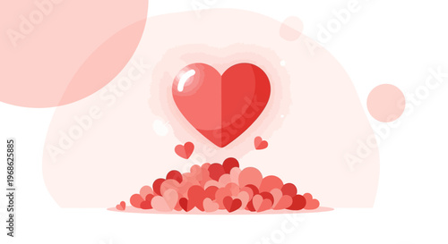Heart Symbol Pile with Large Red Heart Above - Love, Romance, Valentine's Day Concept