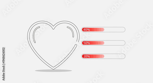 Heart Progress Bar, Love Meter, Romantic Health Check, Valentine's Day Concept