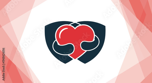 Heart Protected by Shield Icon - Love, Care, Safety, Health, Insurance Concept