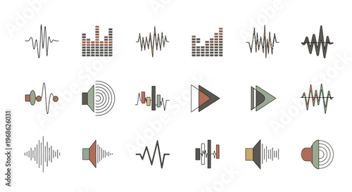 Sound wave icons and symbols.