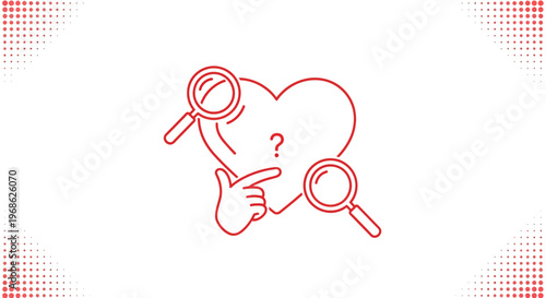 Heart Question Mark Magnifying Glass Hand Icon Search Concept