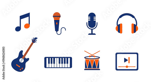 Music icons and instruments symbols.