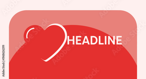 Heart Shape Headline Banner, Love Valentine's Day, Abstract Red Graphic