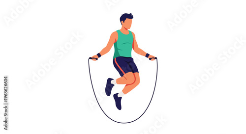 Young man jumping rope for cardio fitness workout