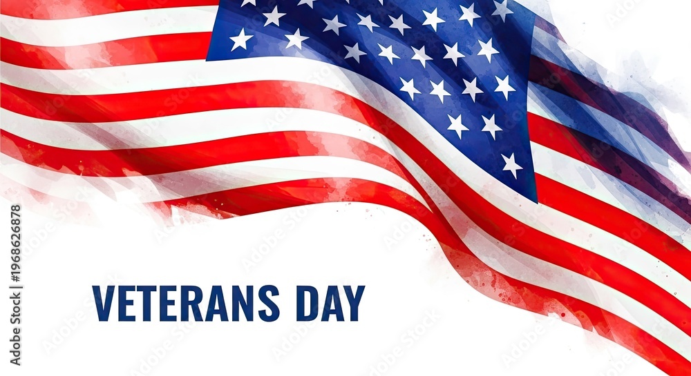 Fototapeta premium Celebrating flag day patriotic american flag waving with veterans day text usa national pride