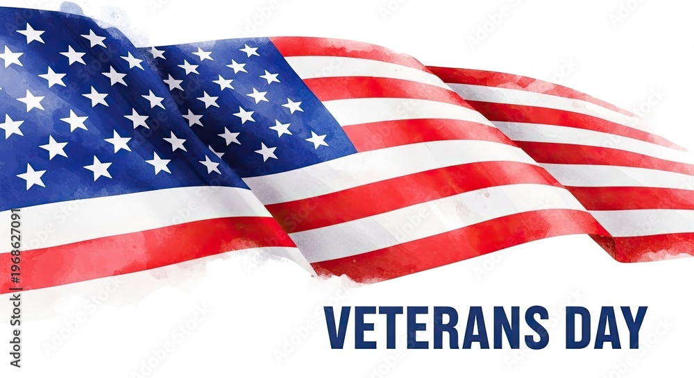 Obraz premium Celebrating flag day patriotic american flags waving with veterans day text usa national pride