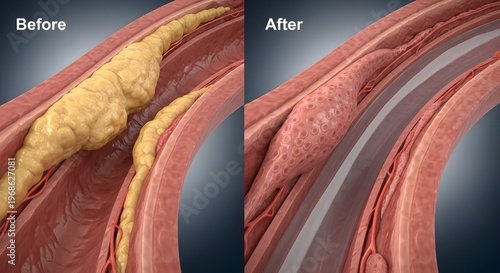 Atherosclerosis Progression and Treatment in Artery Illustration