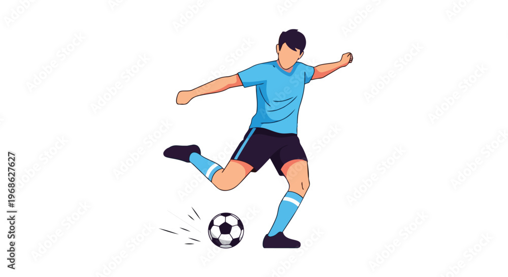 Obraz premium Professional Soccer Player Kicking Ball in Dynamic Action Pose