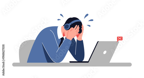 Overwhelmed by Deadlines Modern Flat Illustration of Remote Work Stress