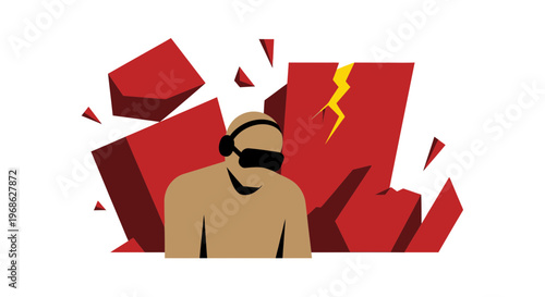 Impending Failure Flat Illustration of a Stressed Remote Project Worker