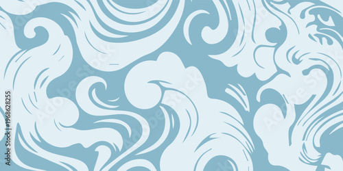 Abstract Swirling Pattern of Light Blue and White.