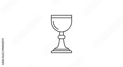 Minimalist vector line icon of a holy chalice or communion cup, representing religious faith and spiritual ceremonies.
