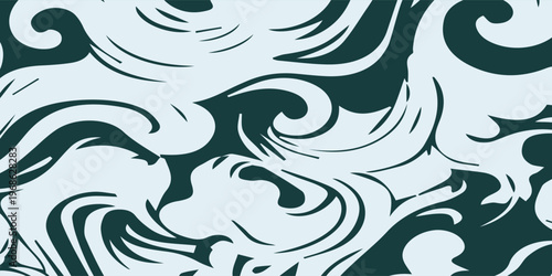 Cuadro en lienzo Abstract Swirling Pattern of Light Blue and Dark Teal.