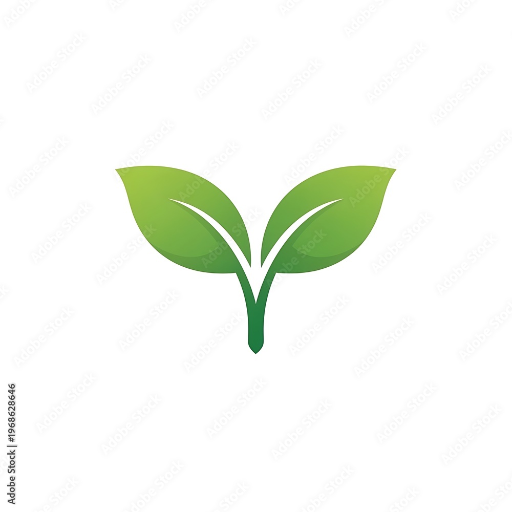 Fototapeta premium Green Leaf Logo – Simple Eco Nature Icon Minimalist Design