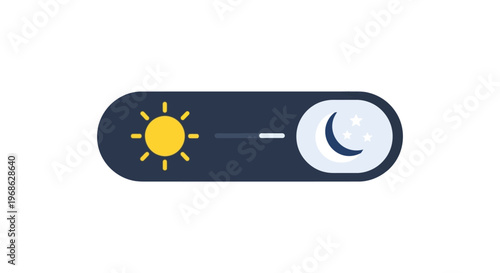 A digital toggle switch displaying settings for day and night modes featuring a dark color scheme and silhouette high quality professional