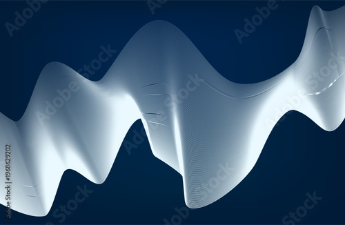 Abstract glowing wave lines on dark blue background. Dynamic wave pattern. Modern flowing wavy lines. Futuristic technology concept. Suit for banner, poster, cover, brochure, flyer, website. Business 