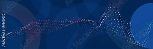 Abstract glowing wave lines on dark blue background. Dynamic wave pattern. Modern flowing wavy lines. Futuristic technology concept. Suit for banner, poster, cover, brochure, flyer, website. Business 