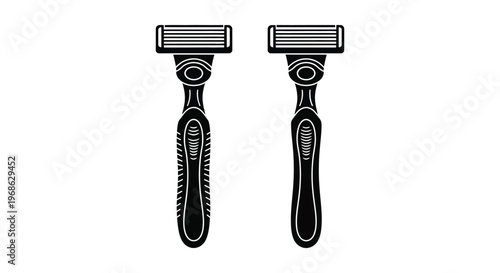 Two modern razors are depicted in a stark black and white composition creating a striking silhouette high quality professional detailed elegant