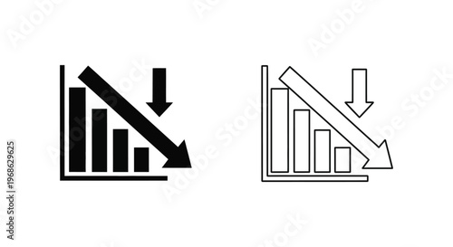 Declining Trends: Market Downturn & Sales Drop Strategies Vector