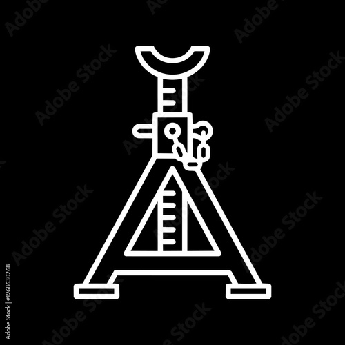 White Line Art Heavy Duty Pin Lock Car Jack Stand with Chain Vector Icon 