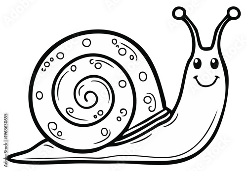 Stylized Snail Illustration with Antennae and Smiling Face