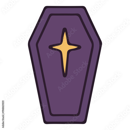 Purple Coffin Icon with Cross