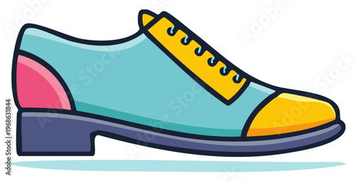 Cartoon Style Wingtip Dress Shoe With Unique Color Design On White