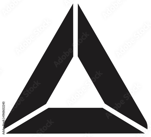 Geometric abstract shape with a modern minimalist triangular design rendered in solid black and white