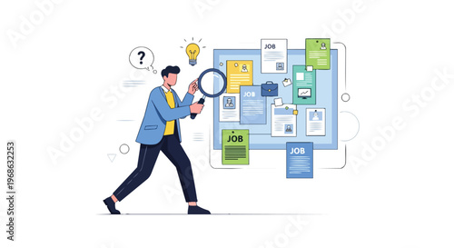 Job Seeker Searching for Career Opportunities on a Bulletin Board