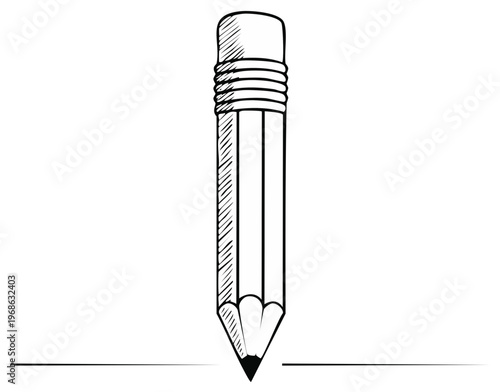 Sketch Illustration of a Graphite Pencil Laying Down a Straight Line on a Paper Surface