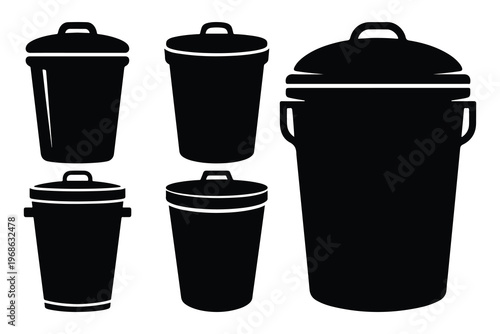 Black trash cans with lids and handles garbage cans
