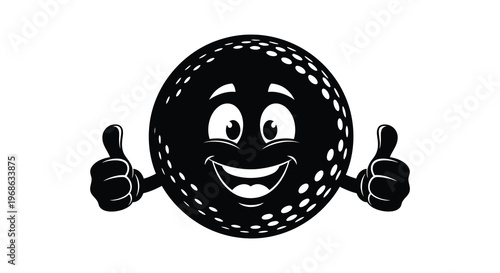 A cheerful dotted sphere with expressive eyes and thumbs up gestures presented as a bold silhouette high quality professional detailed modern elegant