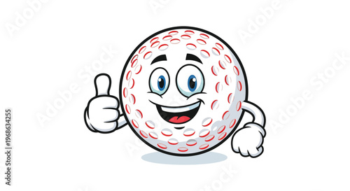 A cheerful golf ball character gives a thumbs up displaying a friendly and playful expression as a silhouette high quality professional detailed
