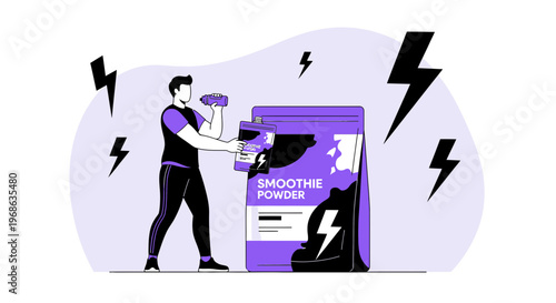 Man Mixing Smoothie Powder for Energy Boost, Healthy Lifestyle