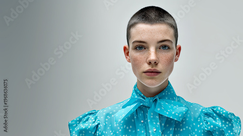 Minimalistische Portraits eines jungen Mannes mit kurzem Haar und neutralem Ausdruck. Klare Beleuchtung, Fokus auf Gesicht, Hautstruktur und reduzierte, moderne Ästhetik.