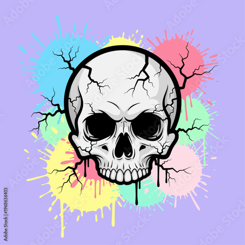 Cracked Skull with Dripping Blood.