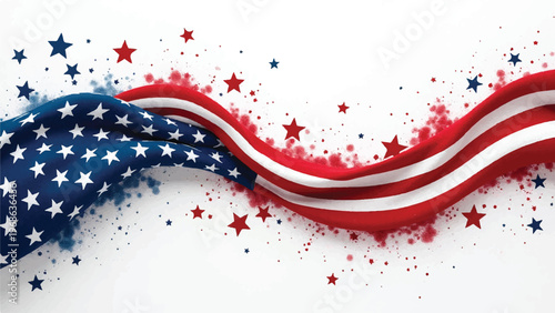 American flag, patriotic wave, stars and stripes, USA independence day, red white blue