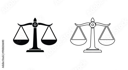 Justice Scales Icon Design: Premium Vector Symbols for Lawyers & Courts Vector