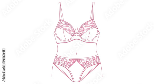 A delicate pink lingerie set featuring a bra and matching panties is depicted in a clean minimalist silhouette high quality professional