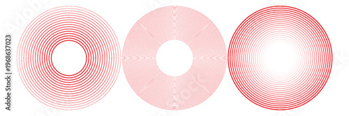 Pain red circles. Pain localization sign and pain pointings. Red rings. Sonar waves. Set of radar icons. Symbols for medical design. Vector illustration.