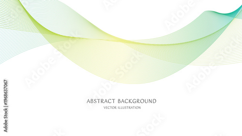 テキストスペースのある緑色のグラデーションの抽象的な曲線の背景素材。16:9サイズのベクターイラスト