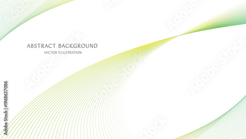 テキストスペースのある緑色のグラデーションの抽象的な曲線の背景素材。16:9サイズのベクターイラスト