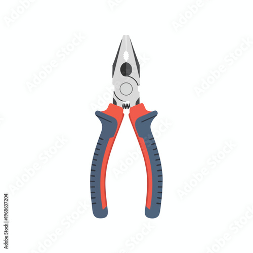 Detailed illustration of multi-purpose pliers with red and blue grips on a white background